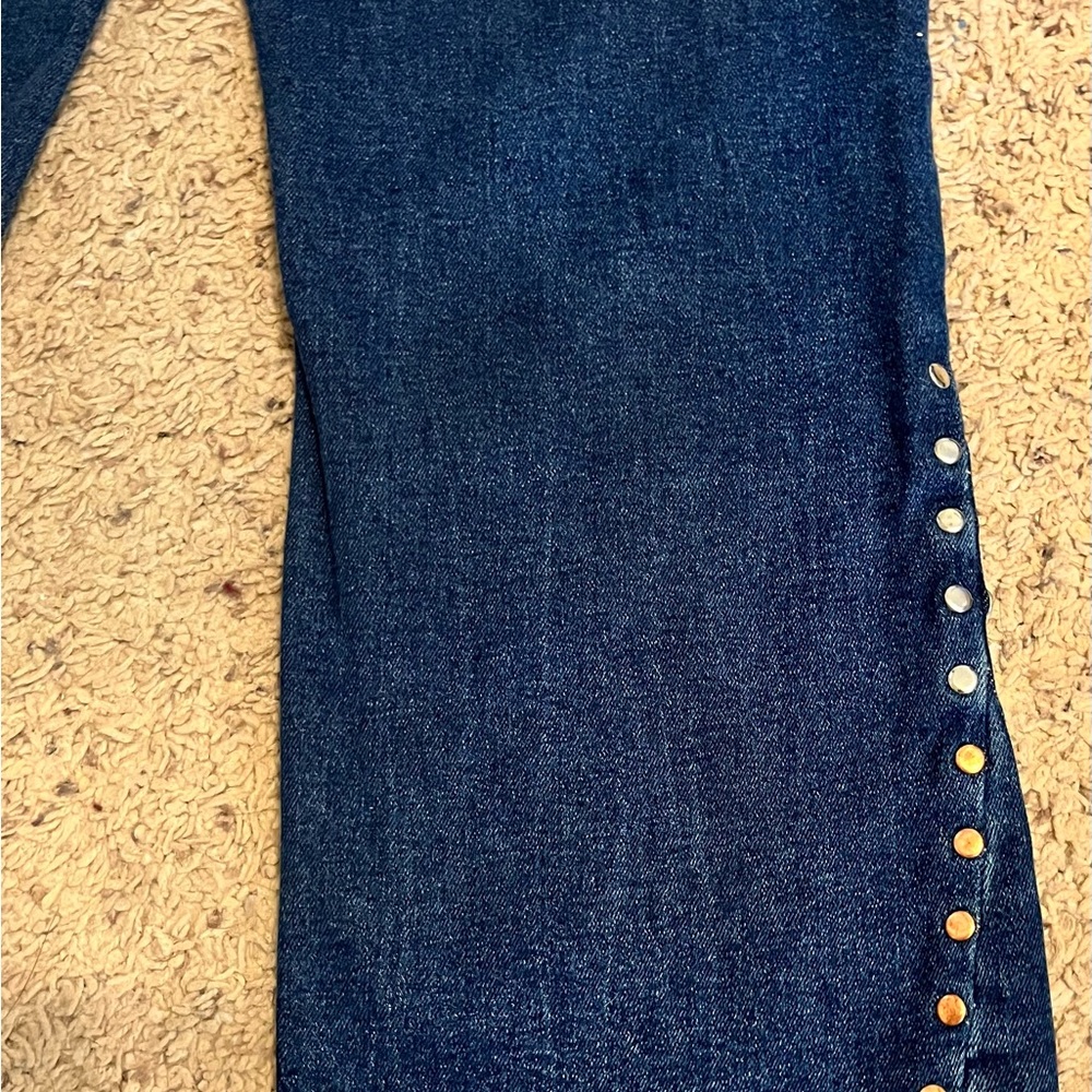 Cato Dark Blue Flare Jeans with Side Stud Accents - Picture 4 of 11